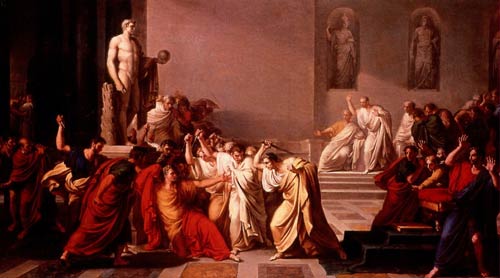 Julius Caesar being attacked by Brutus